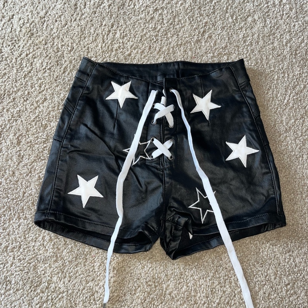 Black Shorts with White Star Design